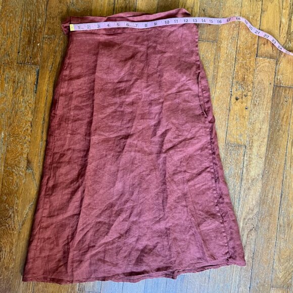 Len ok 100% LINEN Fall Midi skirt- Fall Spice Burnt Orange XS/Small - Picture 5 of 8